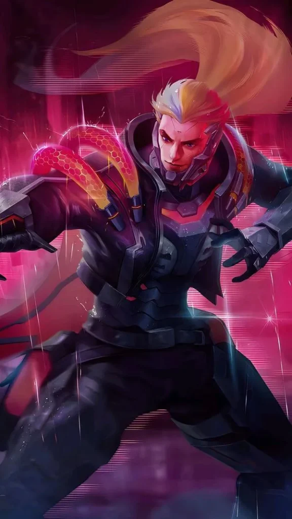 Ảnh fanart murad kiểu lãng tử thời không, nét vẽ mịn, đôi cánh huyền bí nổi bật trên nền tối