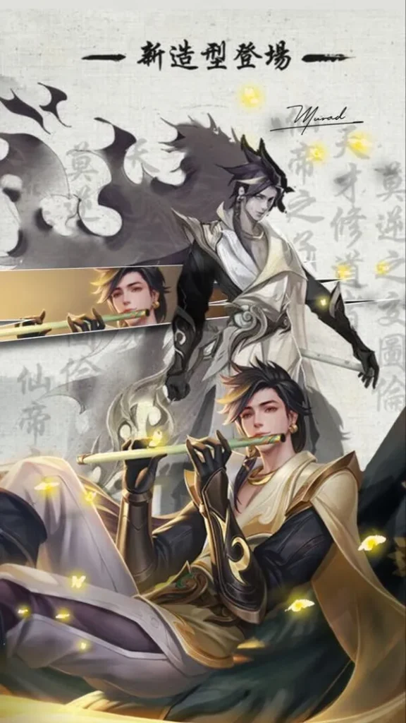 Ảnh murad siêu việt tông tím xanh, phân thân mờ ảo, đường kiếm cắt sáng giữa đêm sâu