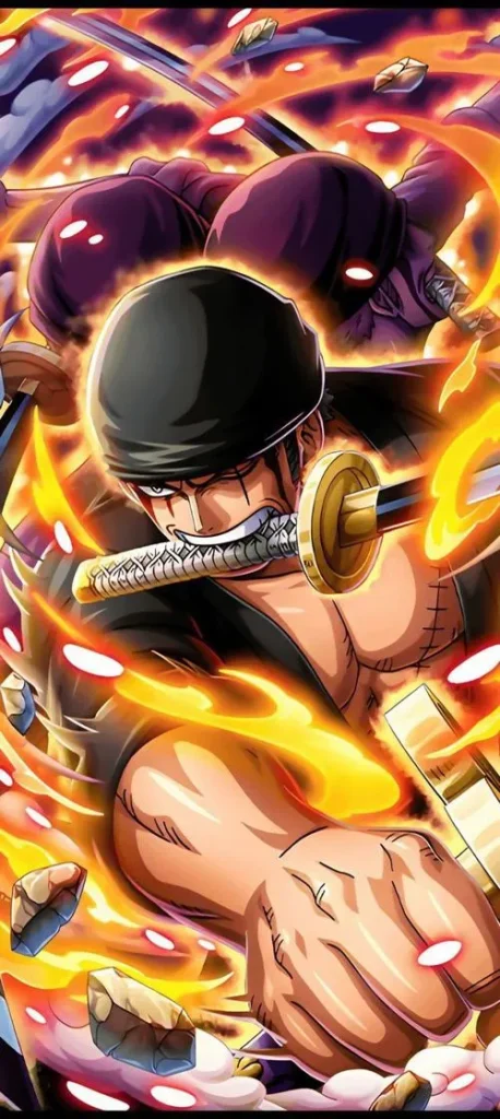 Hình nền đẹp Zoro aura haki cực gắt, tia sét đen lách tách, nền tối sâu hút