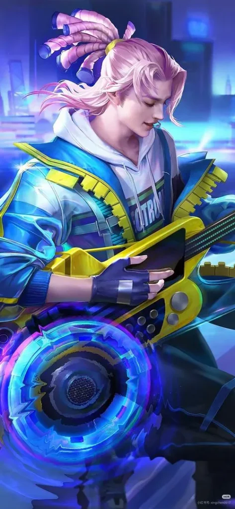 Ảnh bìa Thorne tông xanh tím, vũ khí sáng, khoảng trống rộng phía dưới cho thanh dock.