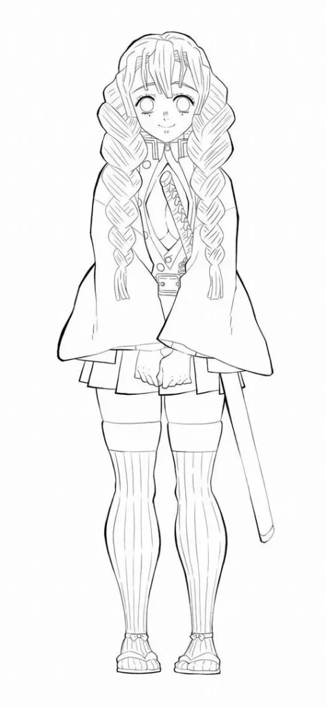 Cô gái đứng thẳng trong váy ngắn, tóc dài, nét mảnh nhẹ, hợp kiểu tô dịu màu pastel