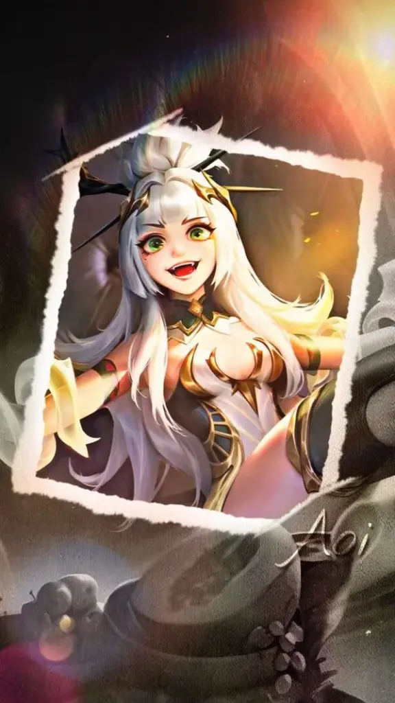 Ảnh aoi lam hải quận chúa nền xanh biển, chiêu Long Trảo đu dây mềm, dáng đứng rất đẹp