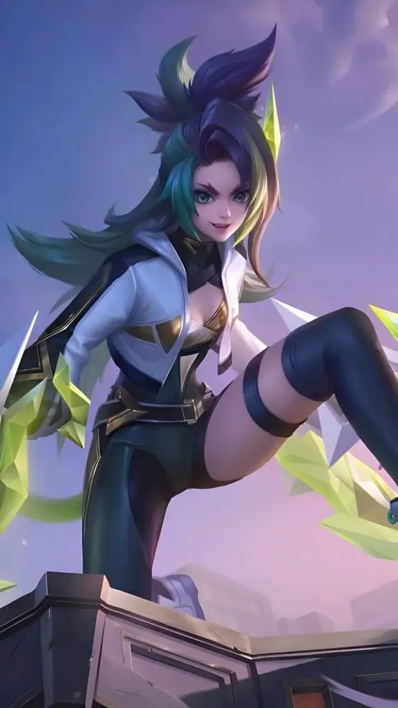 Hình nền anime Aoi xoay vòng đu dây, vệt sáng tím ngọc quấn quanh vuốt rồng