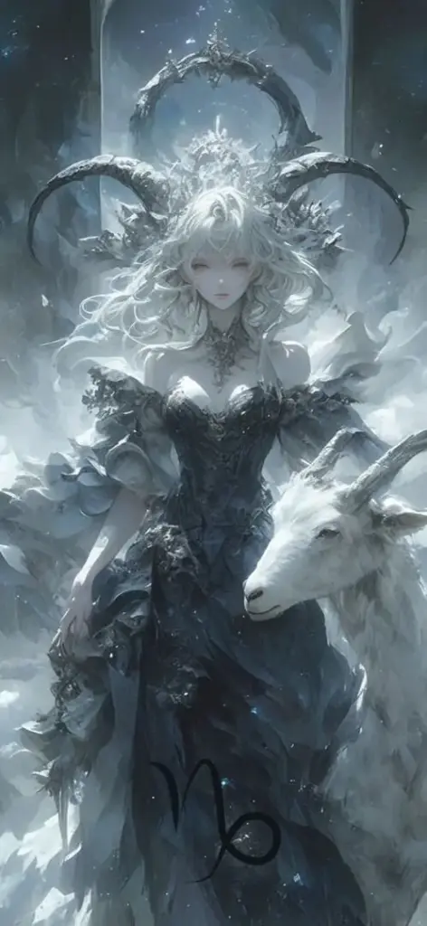 Ảnh bìa dọc bóng người đen xám đứng giữa màn sương, hai chiếc sừng vươn cao và nền lạnh sâu khiến khung này đậm chất biểu tượng cung hoàng đạo theo hướng tối và mạnh