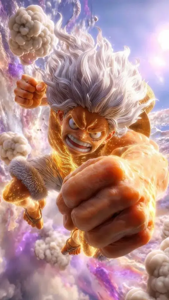 Cú đấm bùng lửa phong cách Dragon Ball, khói bụi dày, tương phản mạnh làm hiệu ứng cực nổi.