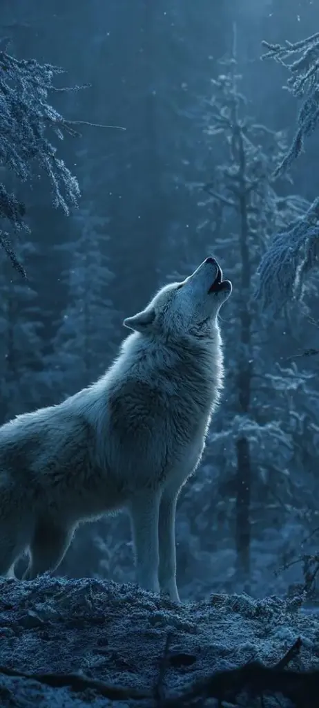 Một con sói lông xám khựng lại trước tấm biển chỉ đường nghiêng vẹo nơi thị trấn nhỏ, hậu cảnh rỗng và màu bạc nhạt làm ảnh nền 4K có chất vắng rõ ràng