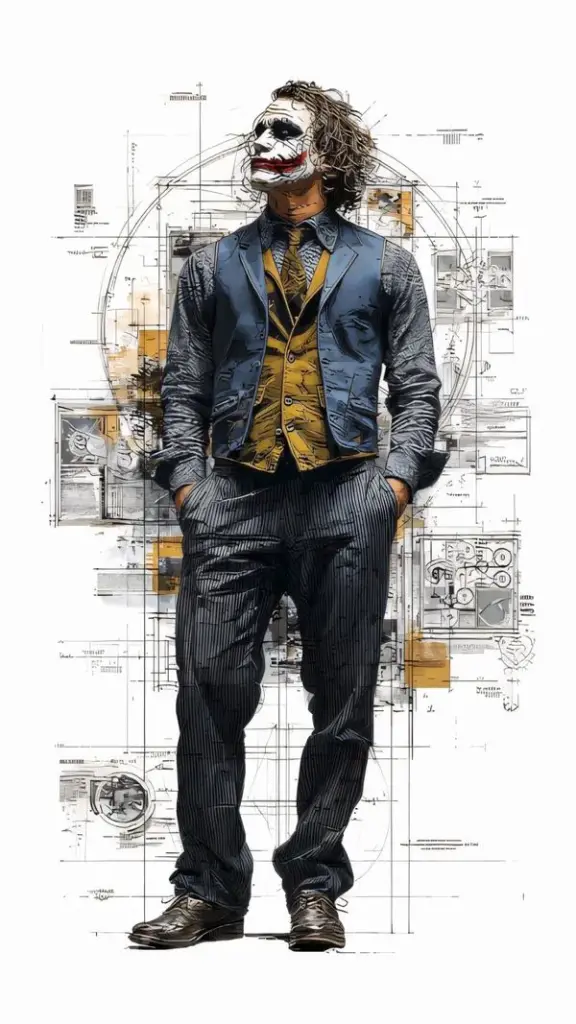 Ảnh bìa cho thấy Joker bước vào sân khấu với rèm nhung tím sẫm, lớp phấn trắng dưới ánh đèn đơn độc làm khuôn mặt nổi bật như một màn diễn chuẩn bị lệch khỏi kịch bản