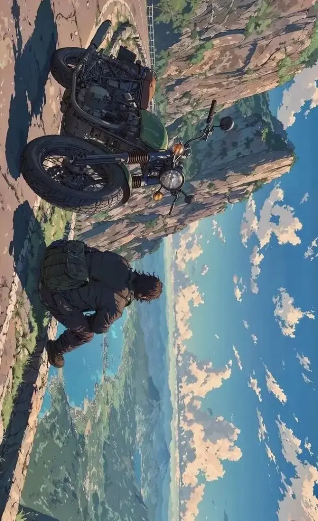 Ảnh nền phong cảnh hai người đứng trên mỏm đá nhìn ra biển lớn, trời xanh và núi xa mở rộng phía trước làm khoảnh khắc này vừa tự do vừa rất đẹp