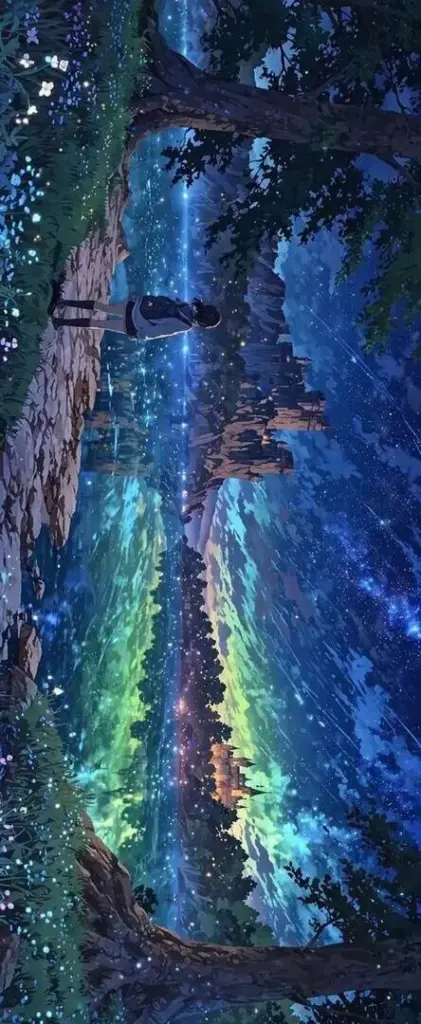 Ảnh bìa khu rừng đêm phủ xanh lạnh, dải sáng lấp lánh vắt qua nền trời làm lối mòn dưới tán cây trông sâu hơn và hơi huyền như cảnh phim