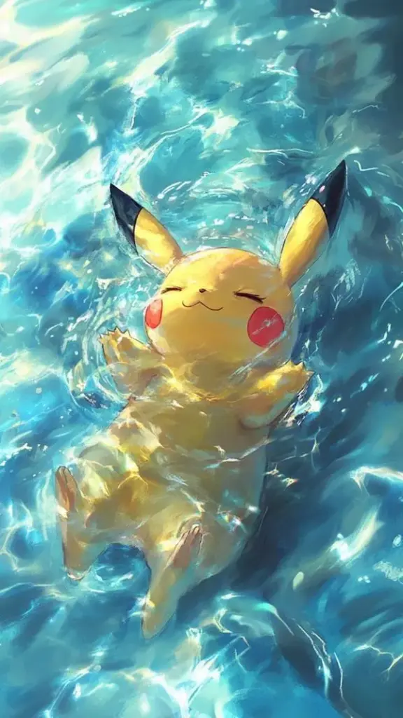 Pikachu chuột điện khoe túi má đỏ tích điện, ánh phản quang nhẹ, nền trơn giúp icon nổi rõ