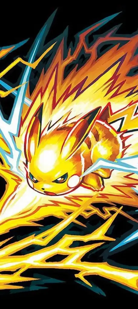 Màn hình khóa Pikachu dạng năng lượng, nền đen, tia sét dày đặc, cảm giác chuyển động liên tục
