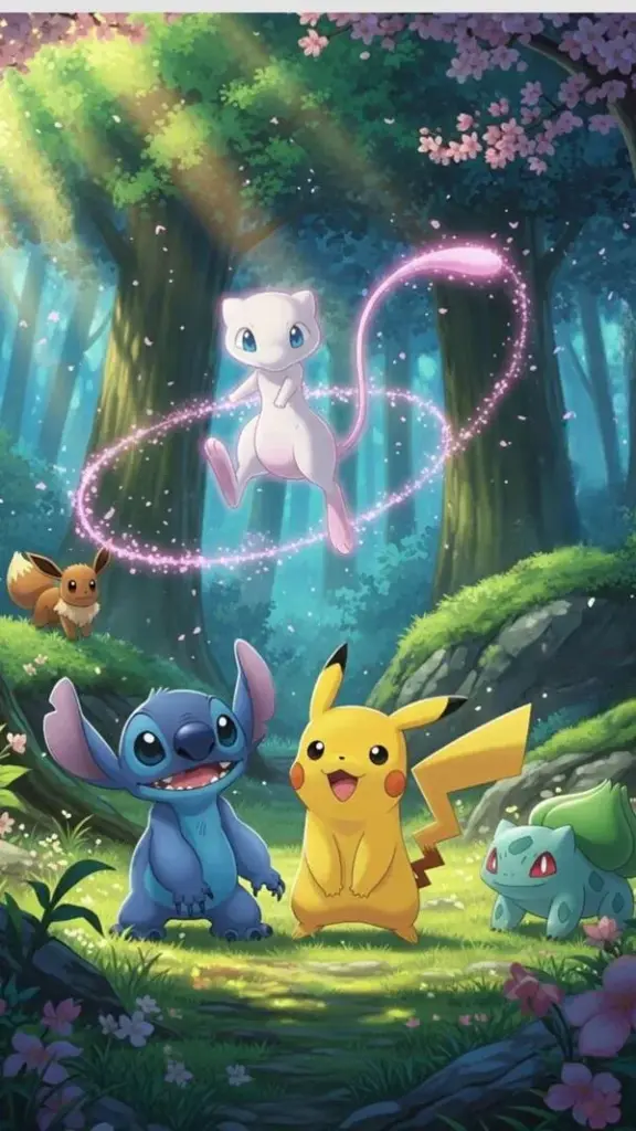 Wallpaper Eevee chuẩn bị tiến hóa, vòng sáng bao quanh, độ tương phản cao, nhìn rất nổi khối