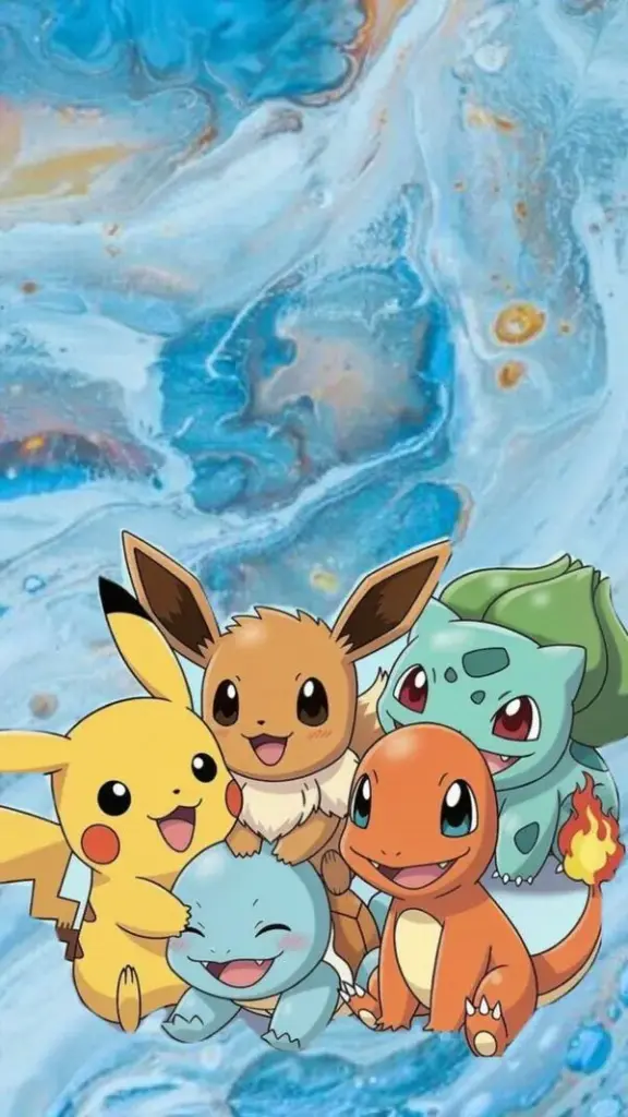 Wallpaper Charizard và Pikachu cùng đứng, viền tối quanh khung, làm điểm nhấn nổi bật nhân vật